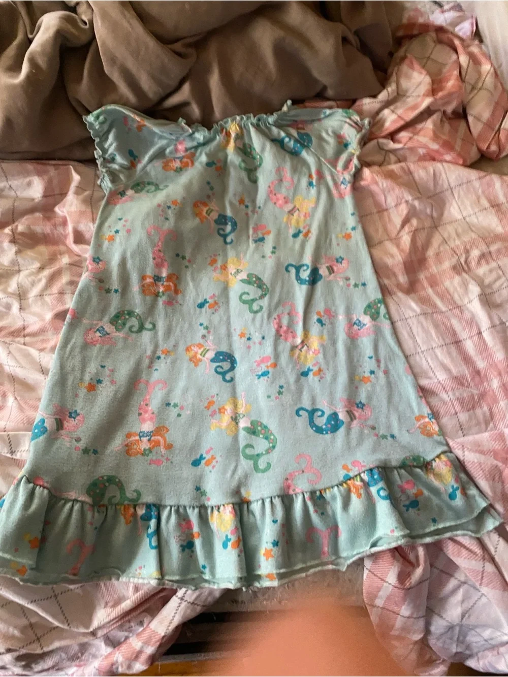OshKosh‎ B'gosh Aqua Mermaid Print Nightgown with Ruffle Hem